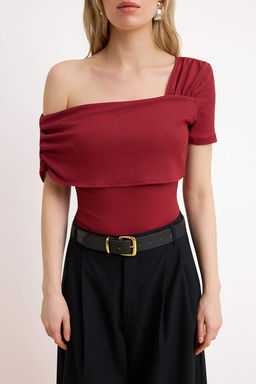 TRENDYOLMILLA Siyah Asimetrik Yakal? Fitted/Vucuda Oturan C?tc?tl? Orme Body TWOSS23BD00060  фото 50