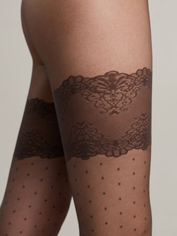 Колготки фантазийные CONTE Колготки в точку с имитацией чулок Seduction grafit  фото 3