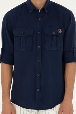 U. S. Polo Assn / Мужская темно-синяя рубашка с длинным рукавом - U.s. polo assn фото 13