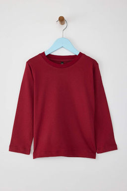 Lacivert-Bordo-Ekru 3lu Unisex Cocuk 100% Pamuk Duz Regular Orme T-Shirt TKDAW26TS00004 - Trendyolmilla фото 18