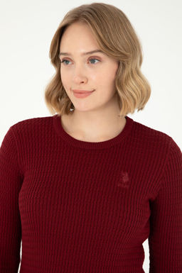 Женский бордово-красный базовый свитер - U.s. polo assn фото 2
