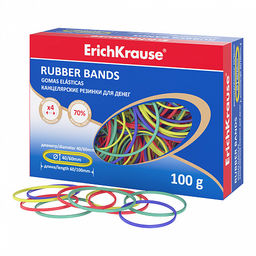 Цена за 1 шт. Канцелярские резинки для денег ErichKrause диаметр 40 мм, 60 мм/длина 60 мм,100 мм, ассорти (в коробке-диспенсере по 100г.)