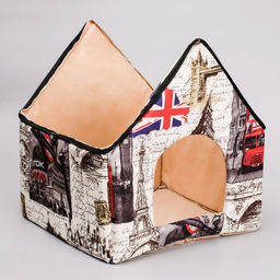 Дом с крышей из искусственной кожи, 37 х35 х 42 см, мебельная ткань, микс - Пижон фото 5