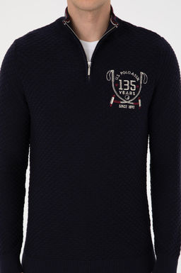 Erkek Slim Fit Yar_m Fermuarl_ Lacivert Kazak - U.s. polo assn фото 6