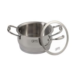 1262 GIPFEL Кастрюля CANTATA 16х9см/1.8л со стеклянной крышкой, с индукционным капсульным дном. Материал: нерж. сталь 18/10. Толщина: 0,7мм / 6мм  фото 2