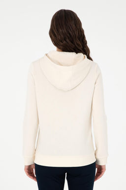 Kad_n Krem Basic Kap__onlu Sweatshirt