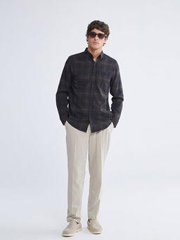 Regular Fit Uzun Kollu Ekose Gabardin Erkek G?mlek