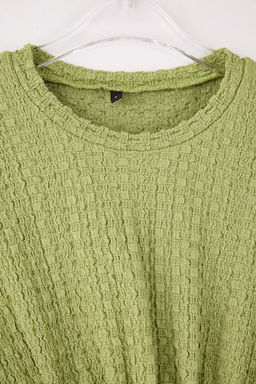 Haki Fitted/Vucuda Oturan Kolsuz Buzgulu Dokulu Orme Bluz TWOSS26BZ00198