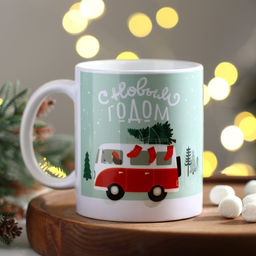 Кружка керамическая новогодняя Новогодний маршрут, 320 мл