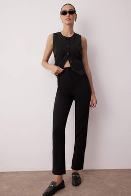 TRENDYOLMILLA Siyah Cigarette Kal?p Pensli Yuksek Bel Bilek Boy Dokuma Kumas Pantolon TWOSS20PL0515 фото 13