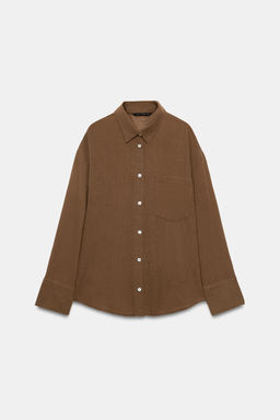CAMISA GASA OVERSIZE BOLSILLO / Marr?n - Zara фото 5
