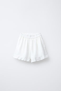100% LINEN RUFFLED BERMUDA SKORT