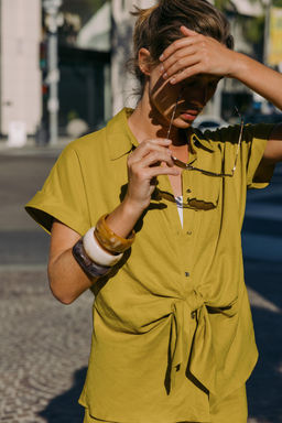 LINEN BLEND KNOT SHIRT - Zara фото 19