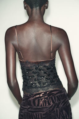 COMBINED SEQUIN CORSETRY-INSPIRED TOP - Zara фото 4