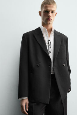 DOUBLE-BREASTED 100% WOOL SUIT BLAZER - Zara фото 5