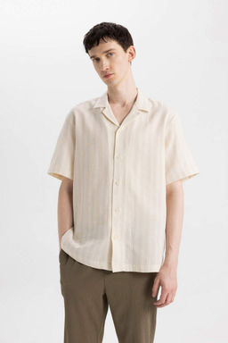 Рубашка с коротким рукавом и воротником-жакетом Relax Fit - Defacto фото 4