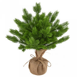 Ель искусственная h35см, литая, настольная, на подставке в мешковине, пластик, зеленый (Россия)