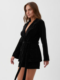 Жакет женский KAFTAN «Бархат», размер 48, чёрный