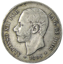 5 песет 1885(87) года Испания