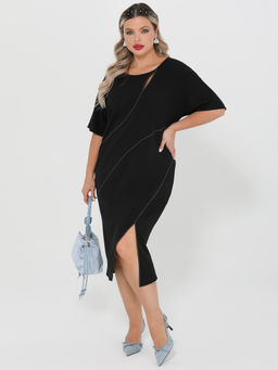 Платье 0445-1 черный нюд