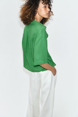 Camisa oversize en mezcla de lino - H&m фото 8