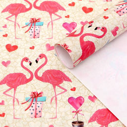 Бумага упаковочная крафт белый «Розовый фламинго», 50×70 см, набор 10 шт.