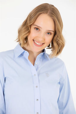 U. S. Polo Assn Женская голубая базовая рубашка с длинным рукавом - U.s. polo assn фото 9