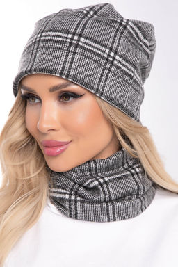Комплект шапка и снуд (клетка) ШС14 - Lt collection фото 3