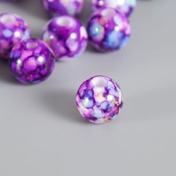 Бусины для творчества пластик «Шарики шамот фиолет», набор 20 г, d=1 см