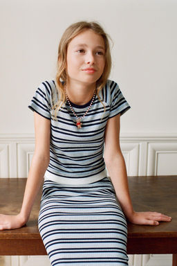 STRIPED T-SHIRT WITH MOCK LAYER HEM - Zara фото 6