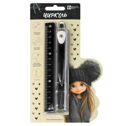 Циркуль в комплекте со сменными грифелями , ДЕВЧОНКА В ШАПКЕ арт.73026/ 24 длина циркуля:11,7 см, 16