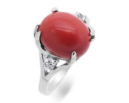 Кольцо из серебра коралл, МЦВА174