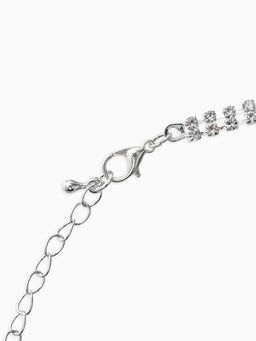 Набор 2 пред-а: серьги, колье со стразами "Лёд" дорожки, d=13,5см, цвет белый в серебре