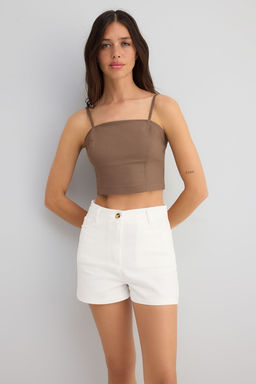 Trendyolmilla Beyaz %100 Pamuk Gabardin City Boy Sort & Bermuda TWOSS25SR00210  фото 2