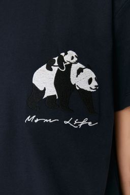 Trendyolmilla Lacivert %100 Pamuklu Panda Bask?l? Sortlu Orme Pijama Tak?m? THMSS22PT00005  фото 4