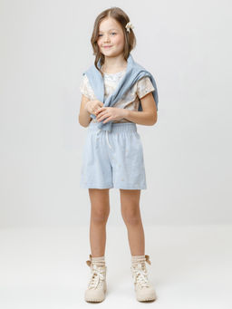 КР 400679/голубой,любимые ромашки к563 шорты для дев