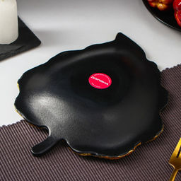 Блюдо для фруктов Доляна «Тропический лист», 26×20.5 см, чёрное