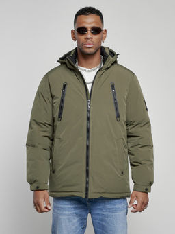 Куртка спортивная мужская зимняя с капюшоном цвета хаки 8360Kh - Wonderrman фото 7