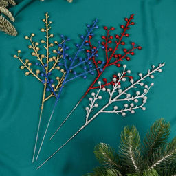 Цена за 4 шт. Декор блеск «Веточка с шариками», 12×25 см, МИКС