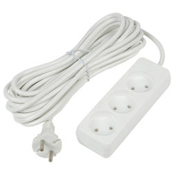 S-CU3-10 WHITE Удлинитель серии Ultra, шнур 10м., 3 гнезда, 10A, б/з. Белый. TM Uniel