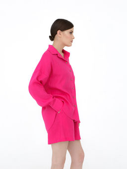 Костюм льняной с шортами 7729 фуксия