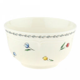 Ласковый май Салатник фарфоровый 400мл, д12,6см, h6,6см, с деколью, рельефный декор, кремовый (Китай)