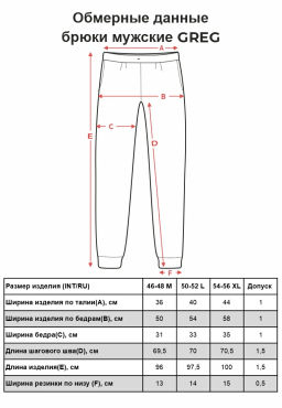 Брюки мужские трикотажные GREG G-TRK-001K-гол.джин.м