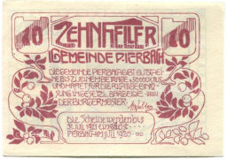 10 геллеров 1920 года Австрия  Пирбах (нотгельд)