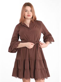 Шоколадное платье большого размера - Almond фото 3