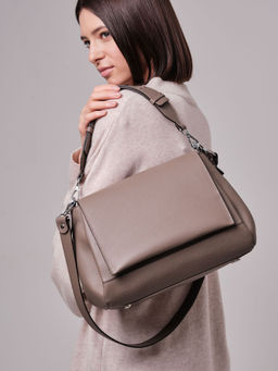 Сумка кожаная сэтчел Deboro 30923 тауп