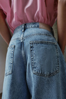 JEANS Z1975 BARREL TIRO MEDIO RAYA PLANCHADA / Azul medio - Zara фото 7