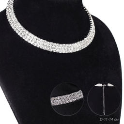 Чокер со стразами / 12-3 /уп 12/серебро