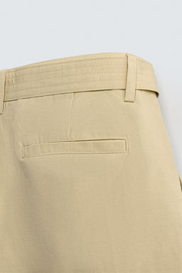 COTTON-LINEN BERMUDA SHORTS WITH BELT - Zara фото 18