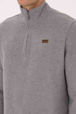 Erkek Regular Fit Yar_m Fermuarl_ Gri Melanj Basic Sweatshirt - U.s. polo assn фото 7